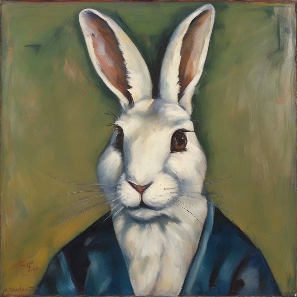 Surrealist Rabbit Painted as Number Eight in Abstract Style