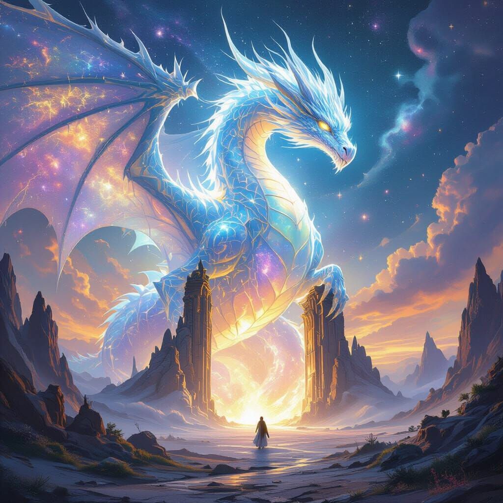 Starlight Dragon Guards Cosmic Gateway