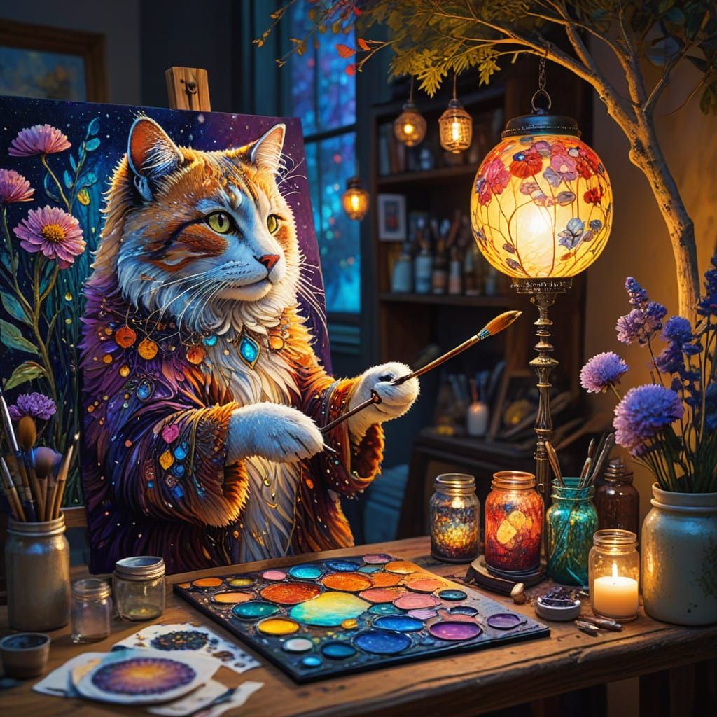 Whimsical Flickerleaf Artist in Cozy Studio