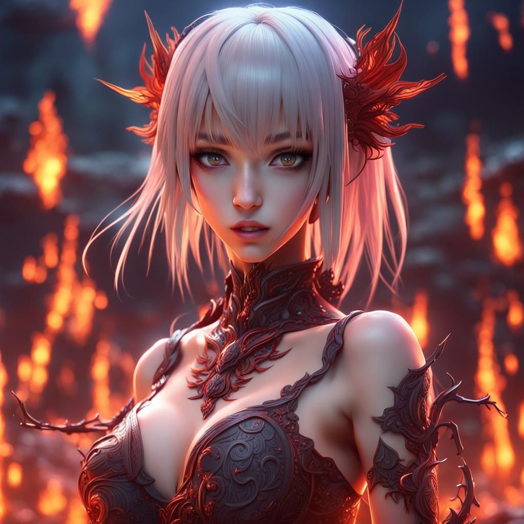 Detailed Anime Girls in Fantasy Concept Art