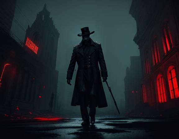 Neo-Noir Detective Under Streetlamp in Sin City Style