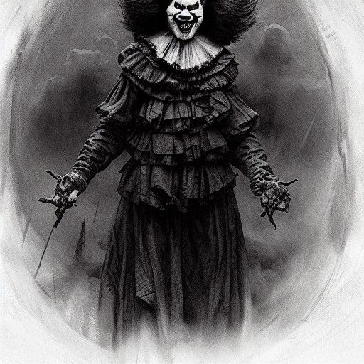 Terrifying Pennywise in Horror Style