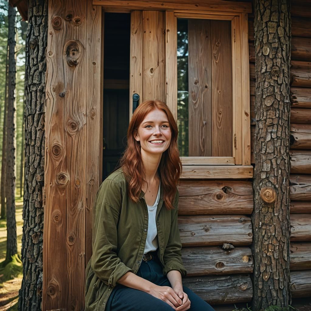 Beautiful Estonian Woman in Pine Forest