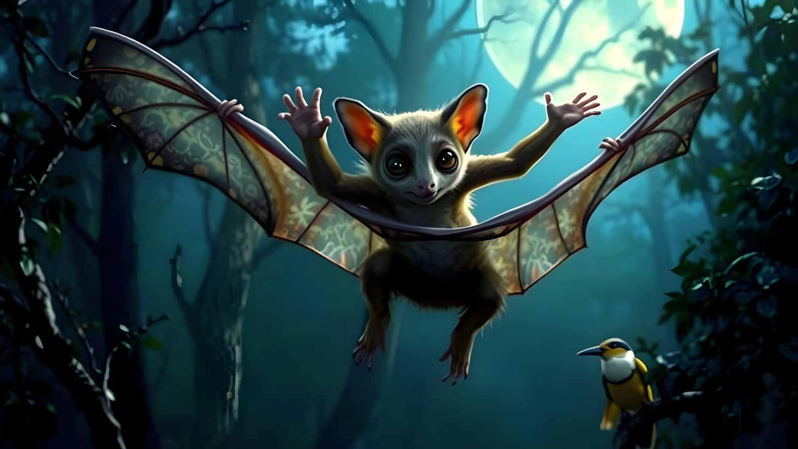 Moonlit Glider Soars Through Australian Forest