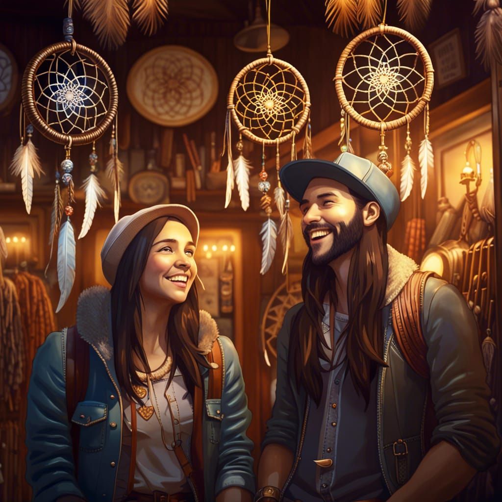Dreamcatchers in Retro Shop, Digital Art Style