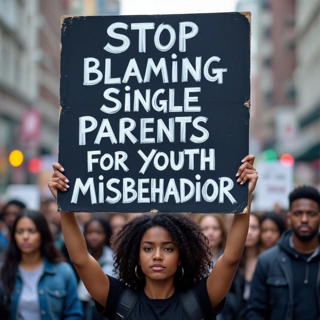 Protest Sign Demands End to Blaming Single Black Parents