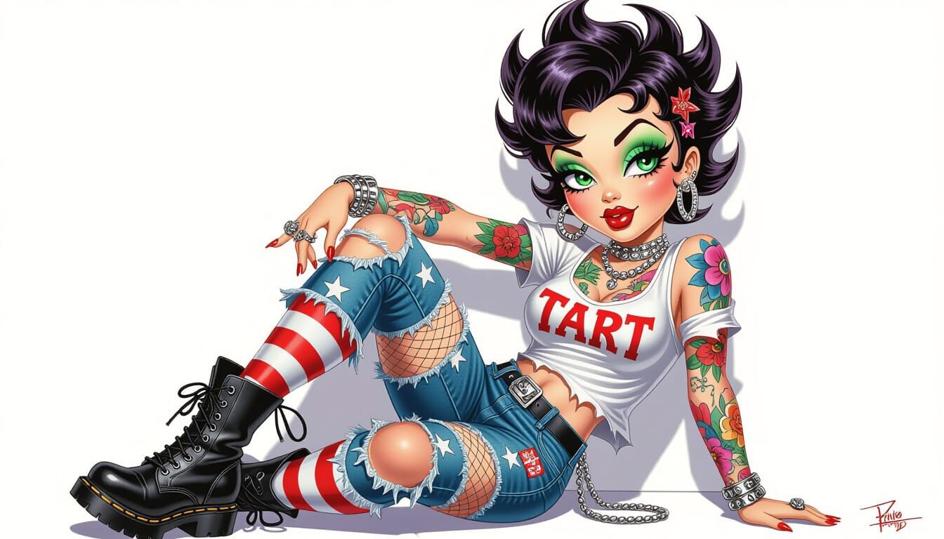 Betty Boop Inspired Woman in Modern Street Art Style