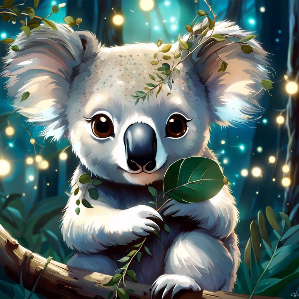 Chibi Koala in Enchanted Forest: Hyperrealistic 8K Portrait