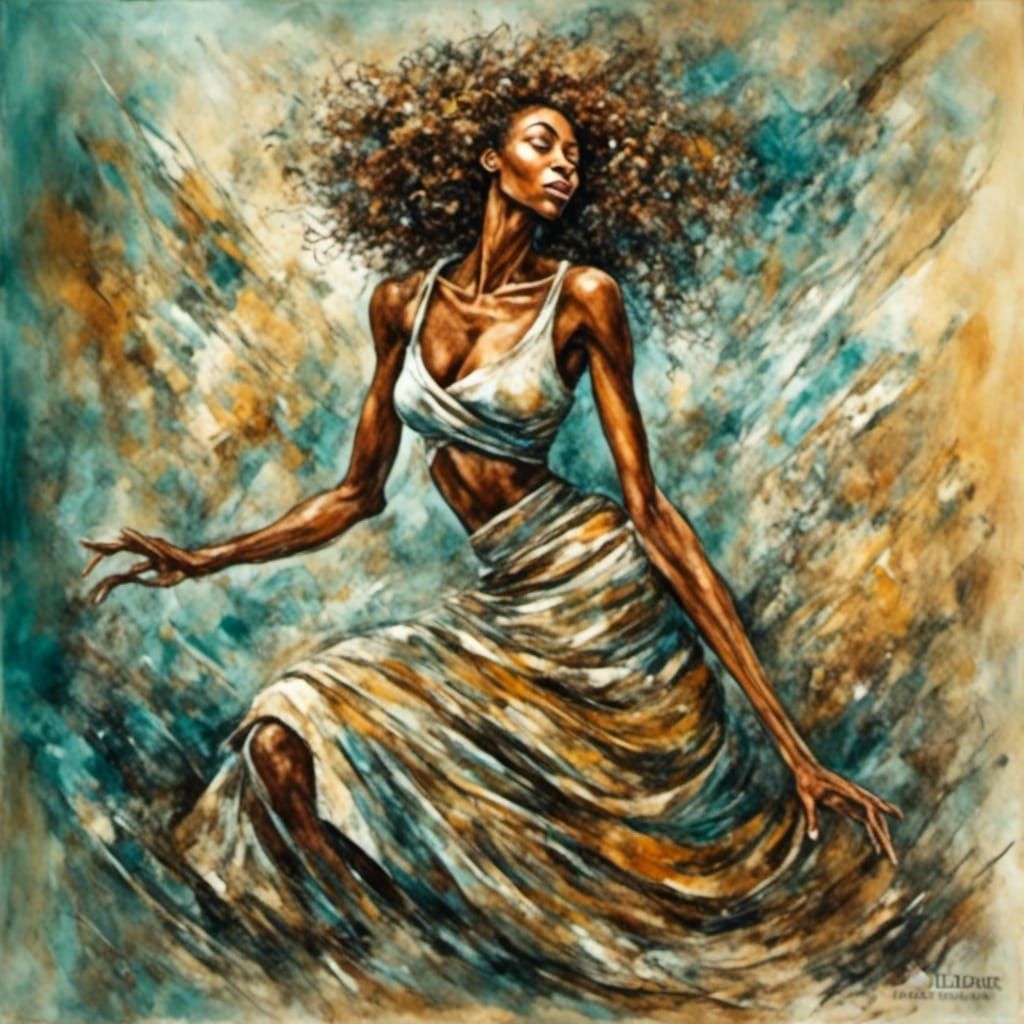 Abstract Expressionist Painting: African American Dancer