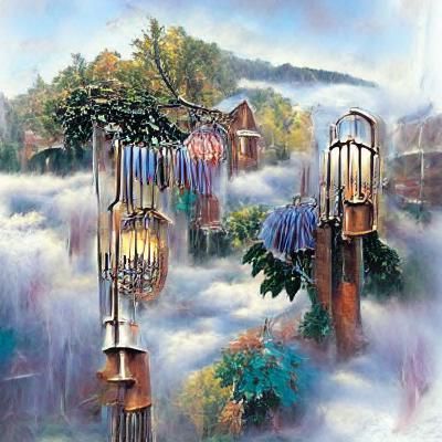 Ethereal Wind Chimes in Fantasy Landscape