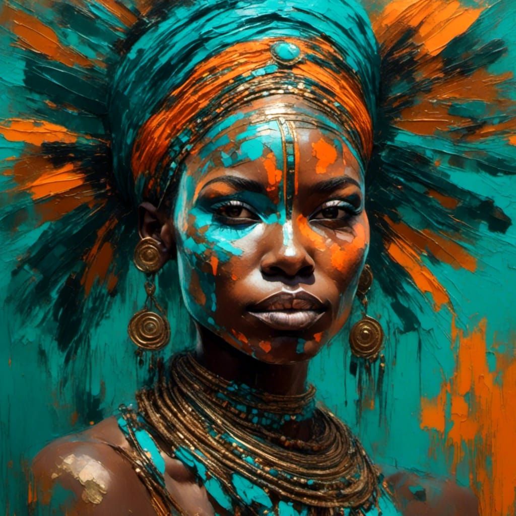 Vibrant Tribal Portrait in Fauvist Expressionism