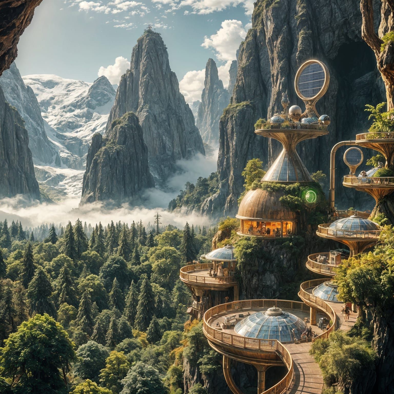 Solar Punk Metropolis on a Distant Planet