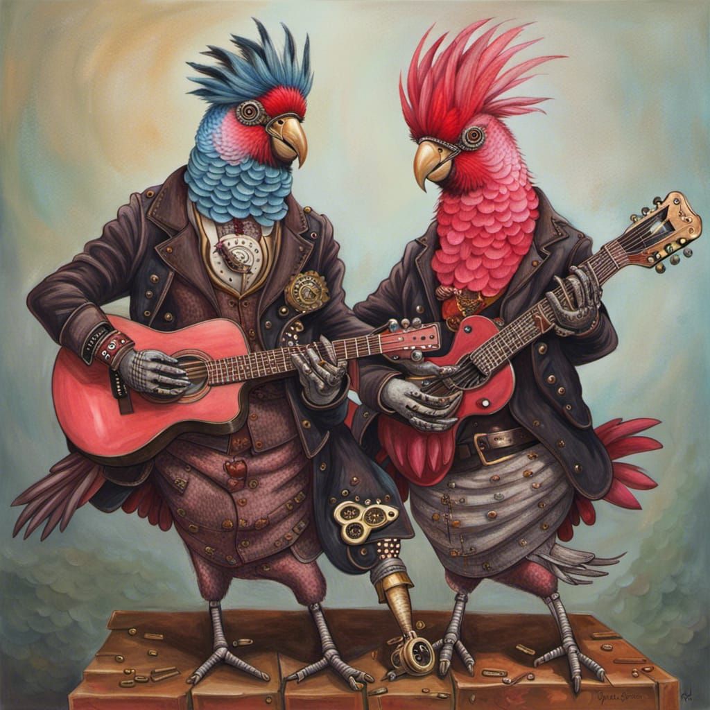 Steampunk Galahs Serenade: A Mechanical Avian Band