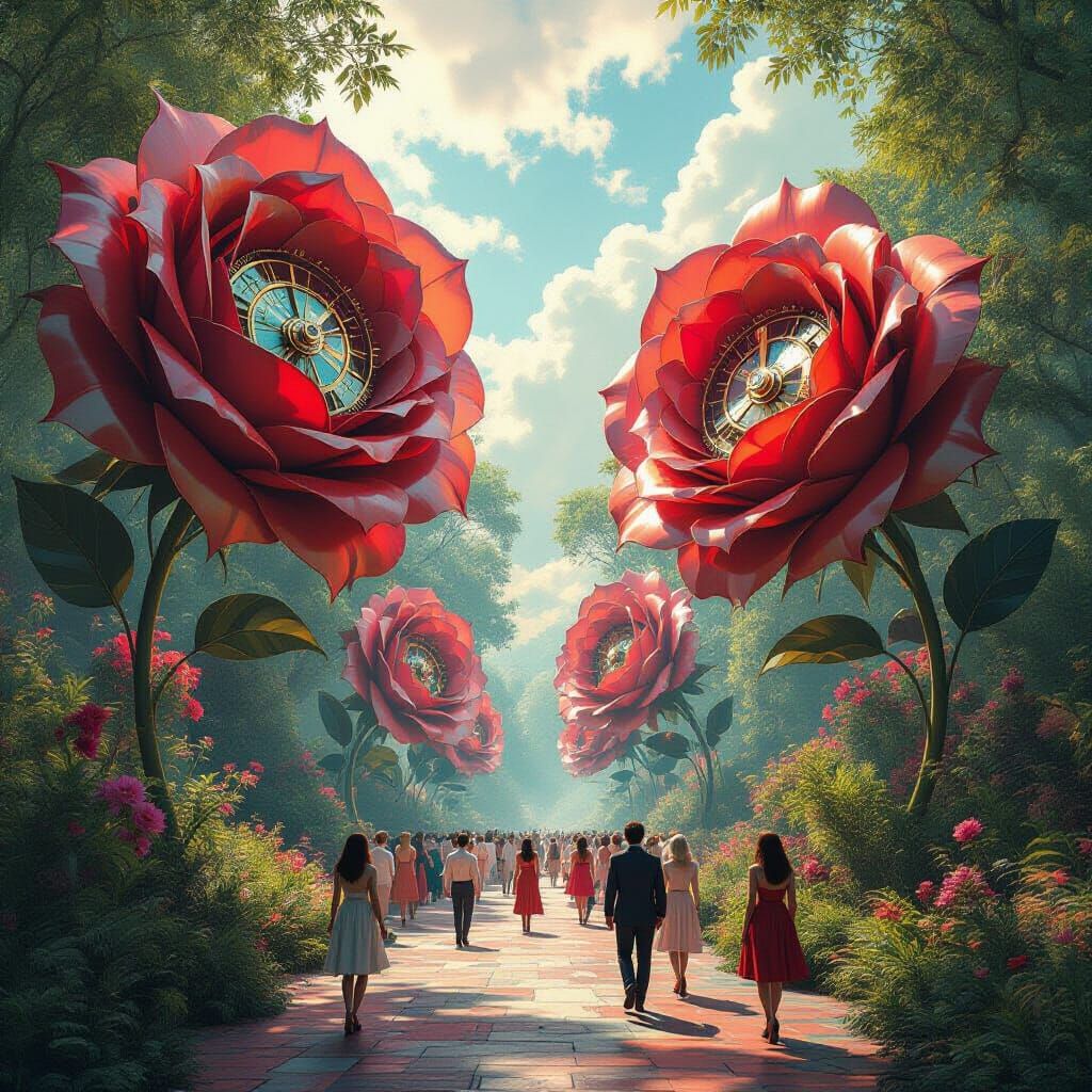 Chrono-Bloom Festival: Clockwork Flowers Bloom in Psychedeli...