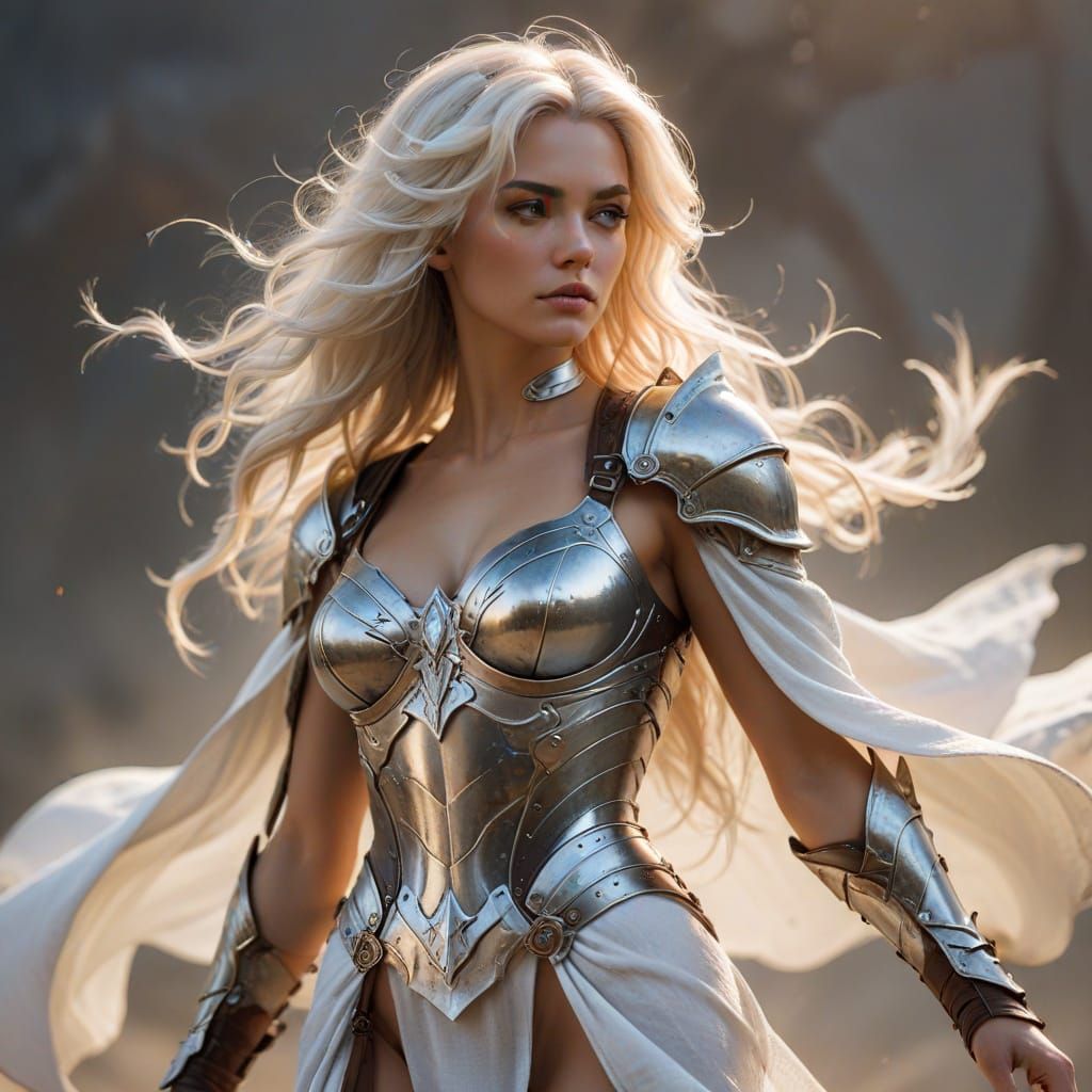 Ethereal Fantasy Maiden in Steel Bikini Armor