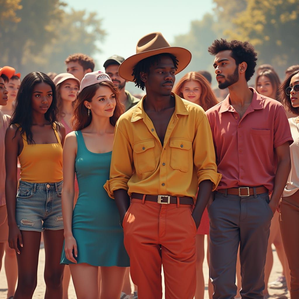 Diverse Group in Vibrant, Expressive Digital Art