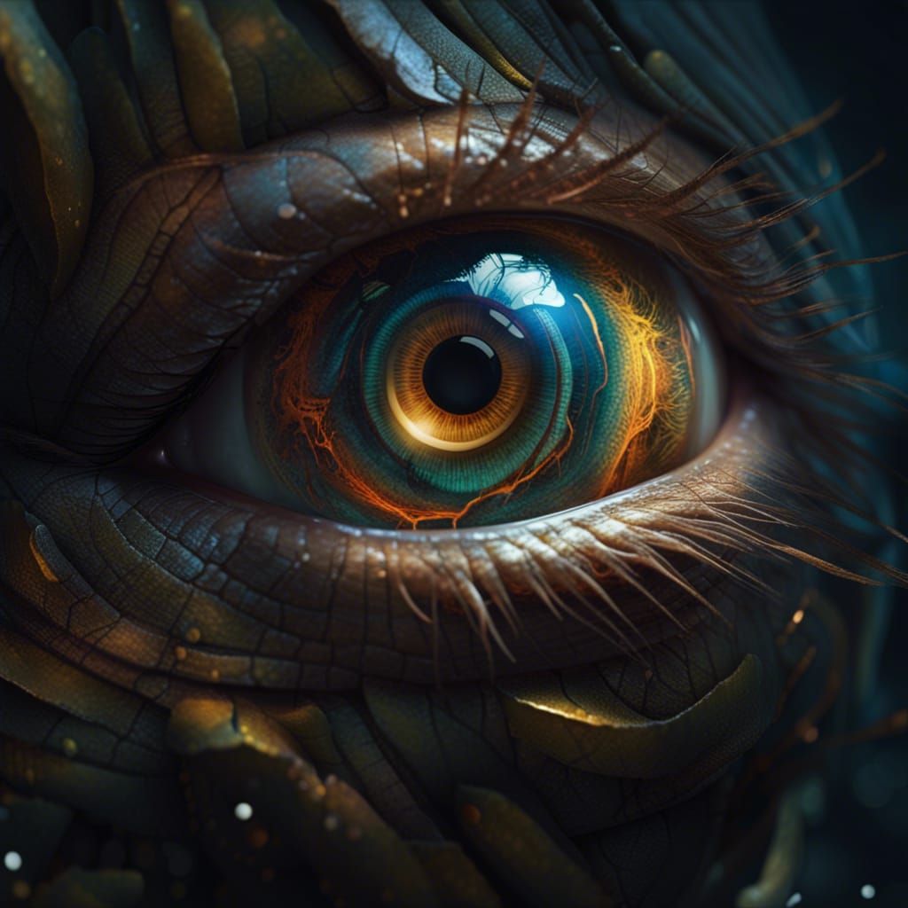 Hyperrealistic Eye Reflecting a World, Detailed Fantasy Art