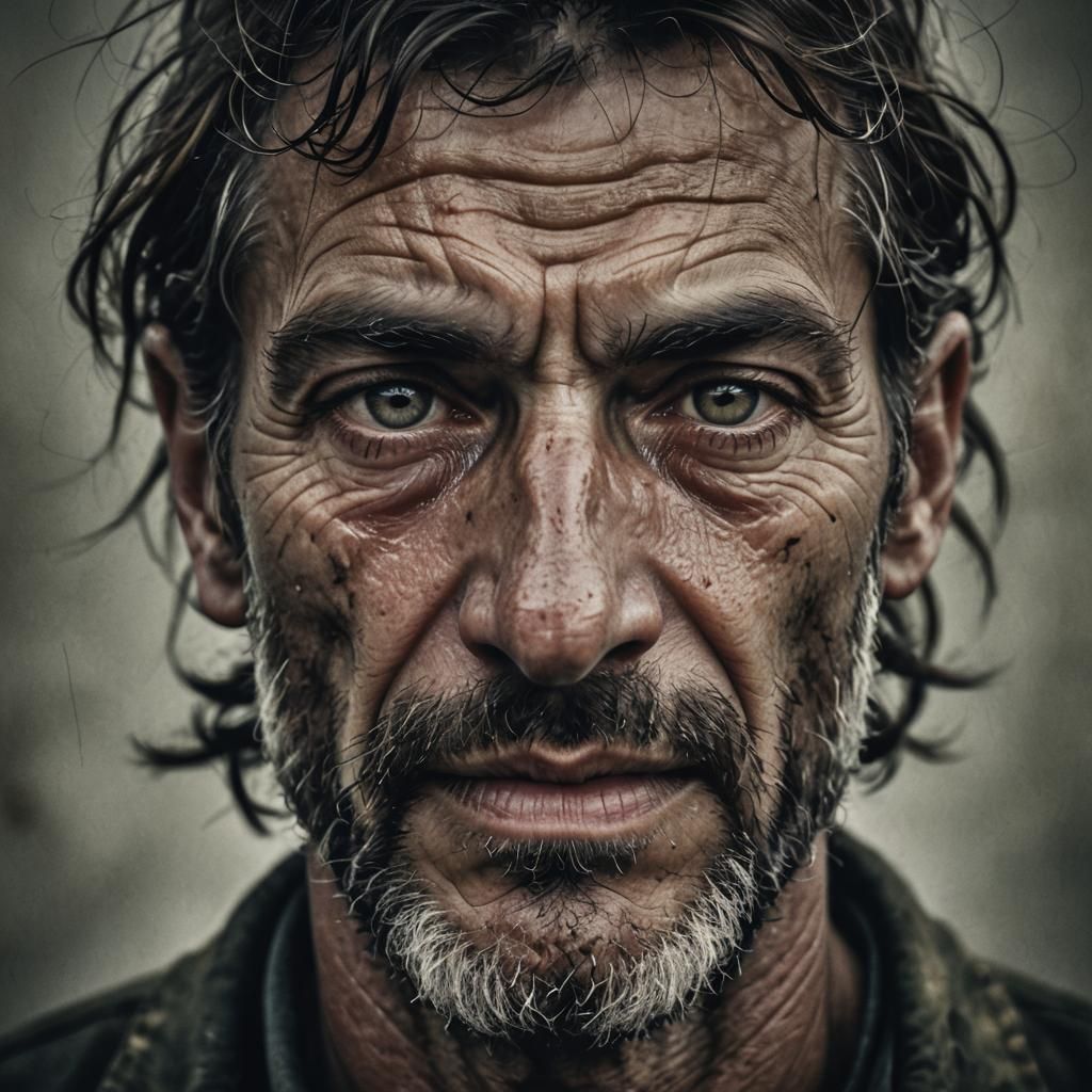 Evocative Portrait of a Suffering Man