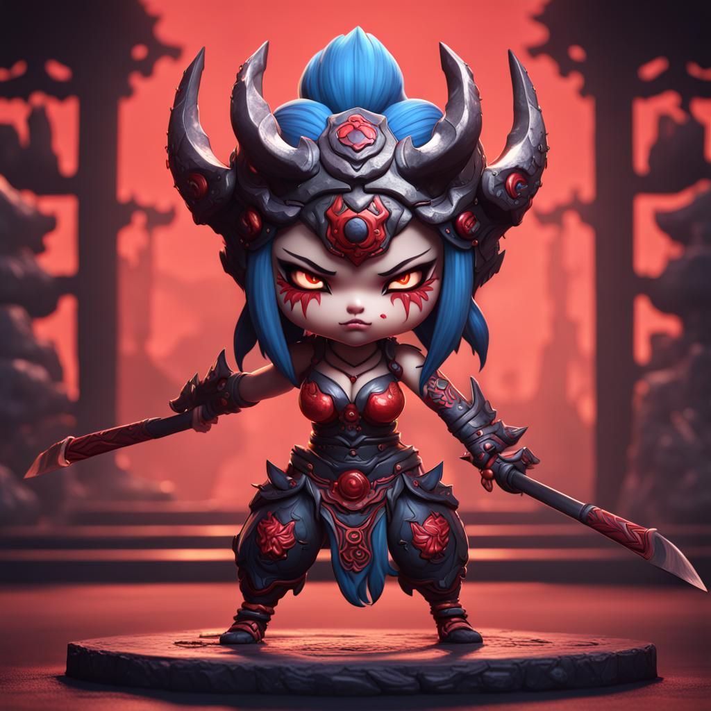 Chibi Female Oni Fantasy Concept Art