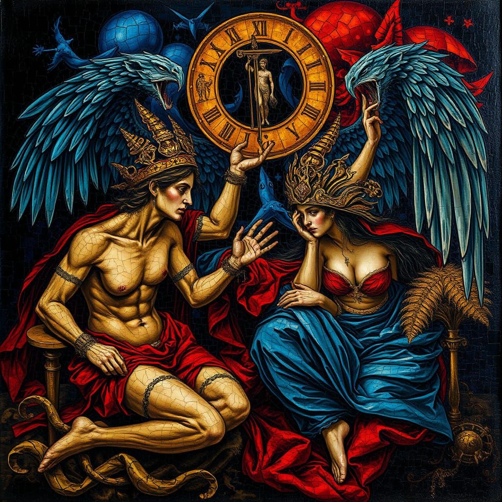 Allegory Mosaic with Oil Painting Textures in Rops Style