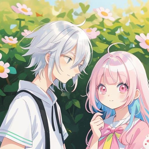 Harajuku-Inspired Youthful Duo in Vibrant Park Scene