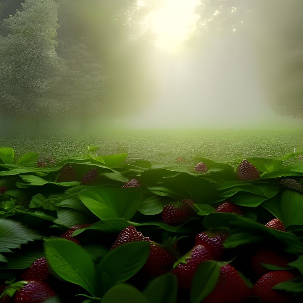 Sparkling Strawberries After Rain: Ethereal Fantasy Art