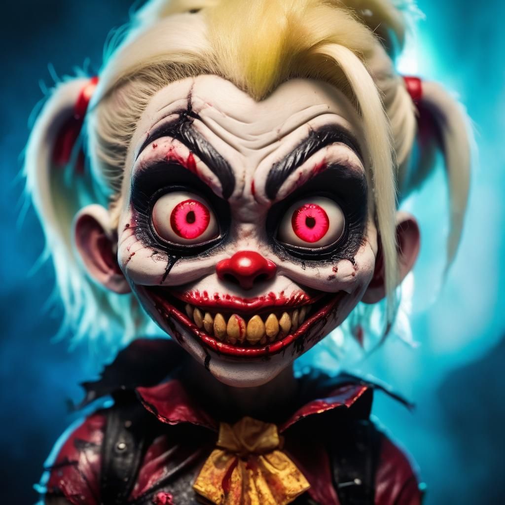 Crazed Zombie Monkey Clown in Gothic Portrait