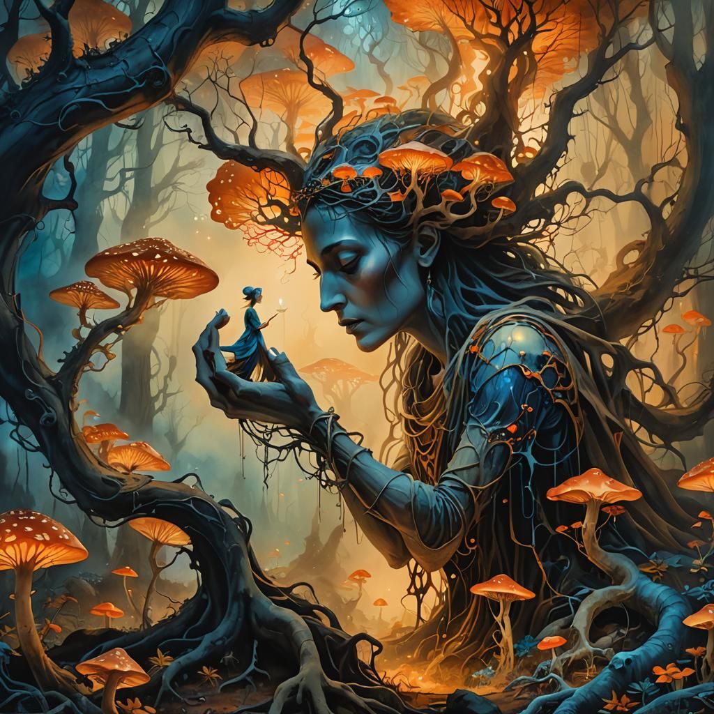 Surreal Forest Dreamscape in Watercolor Style