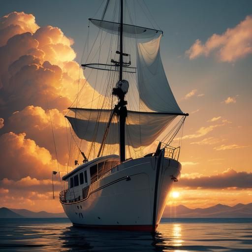 Transparent Sailboat Floating on Clouds: HDR Photography