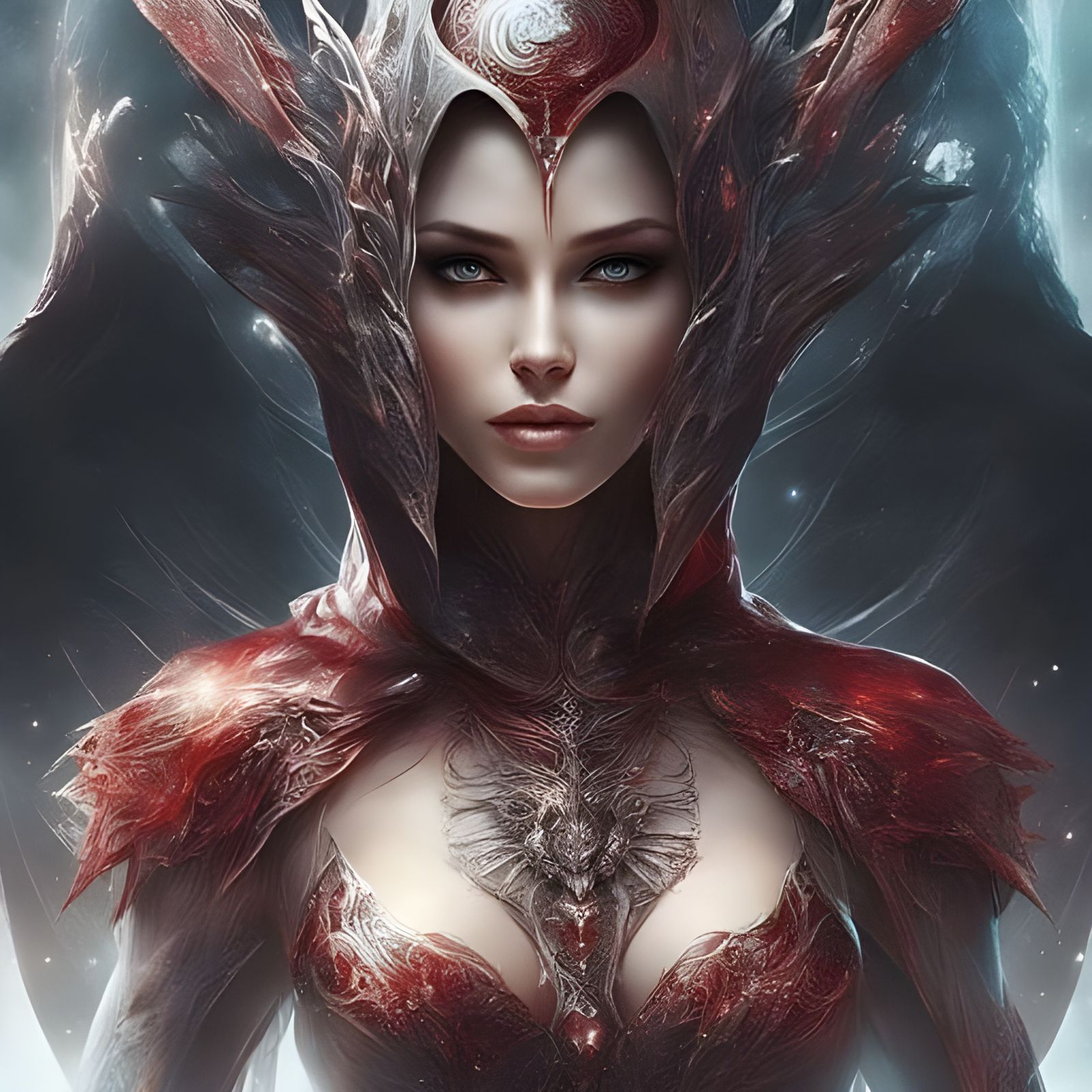 Enchanting Alien Sorceress with Dark Hair and Magic