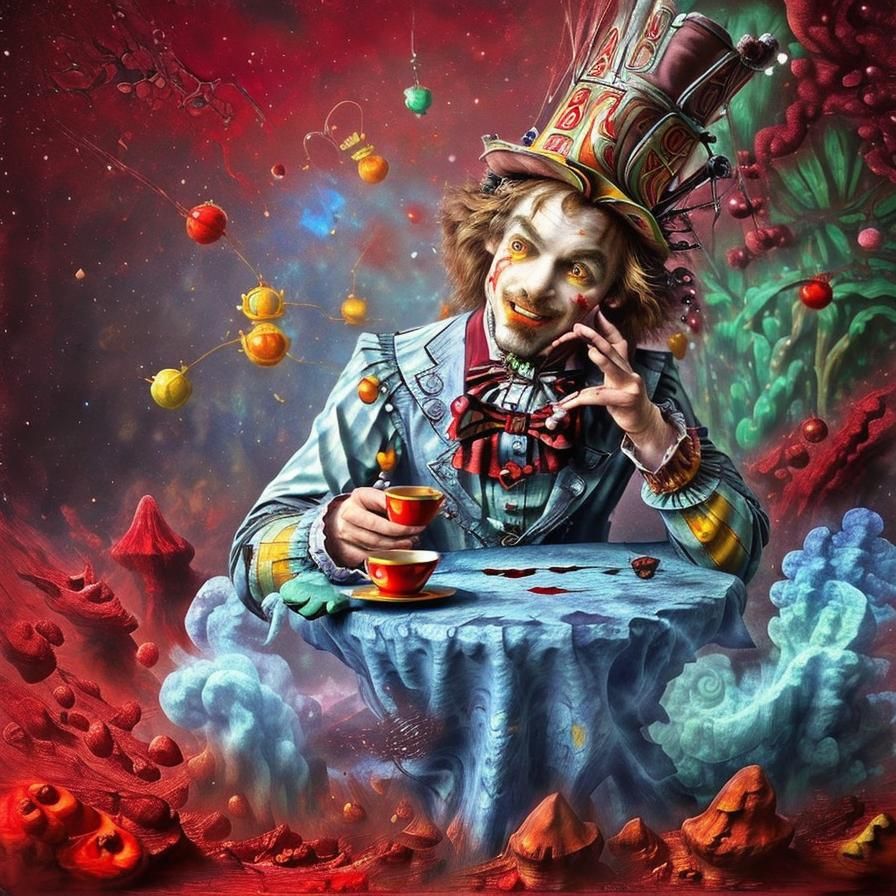 The Mad Hatter drinking tea