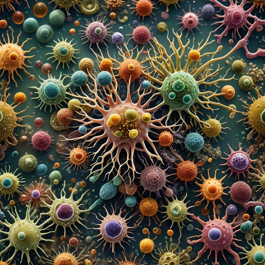 Detailed Microscopic View of Unicellular Organisms