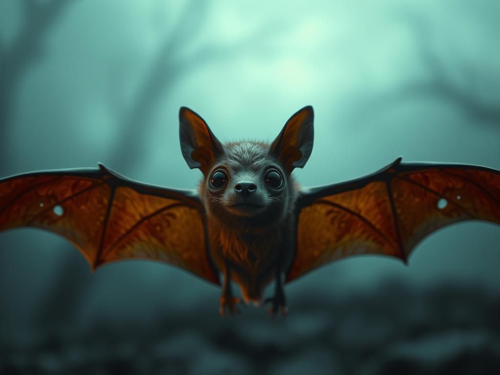 Cute Bat Hero in Dramatic Cinematic Landscape