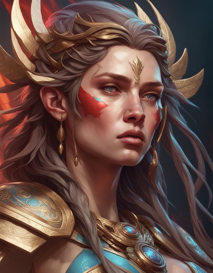 Goddess of War: Hyperdetailed Digital Art Portrait