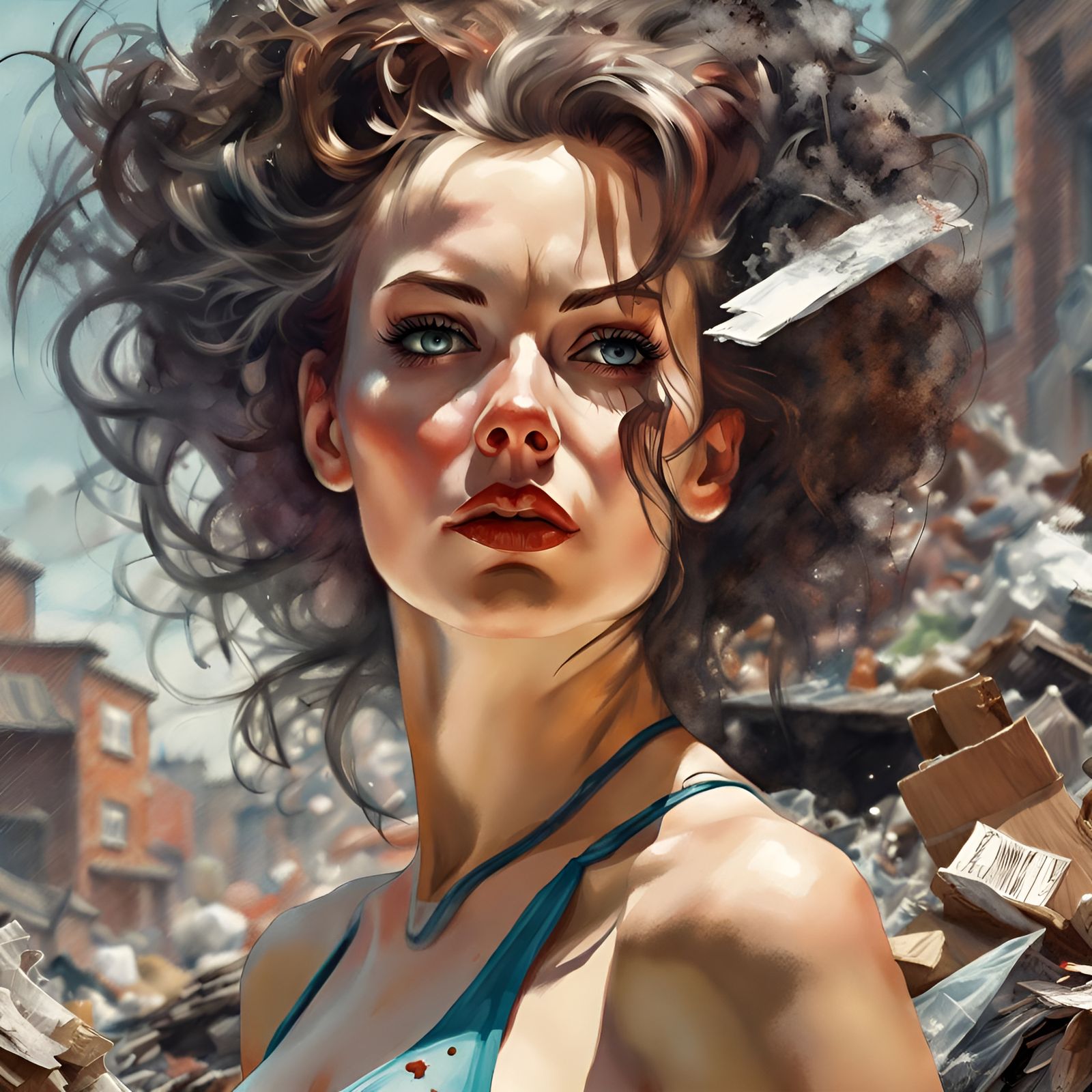 Glamorous Skunk Woman Portrait in Pin-Up Style