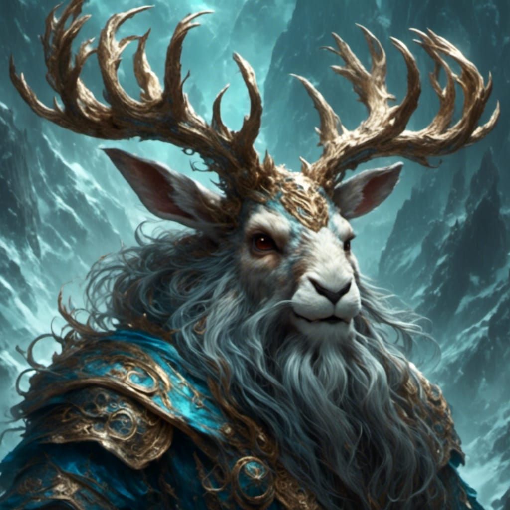 Mythical Jackalope with Radiating Light