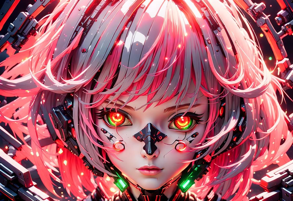 Anime Mech Witch with Luminous Eyes