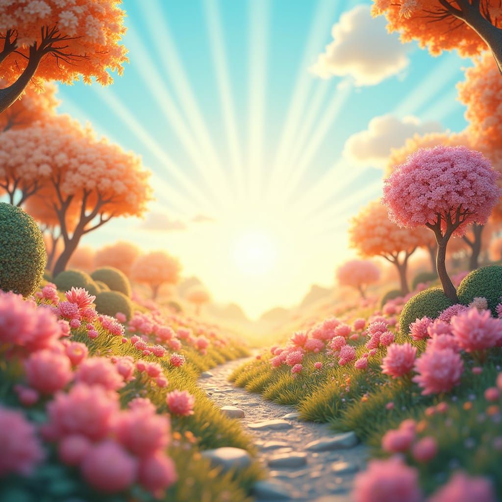 Surreal Spring Utopia in 3D Digital Art