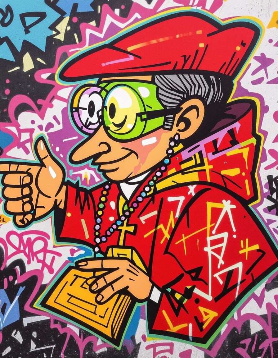 Inspiring Priest in 80s NYC Graffiti Style