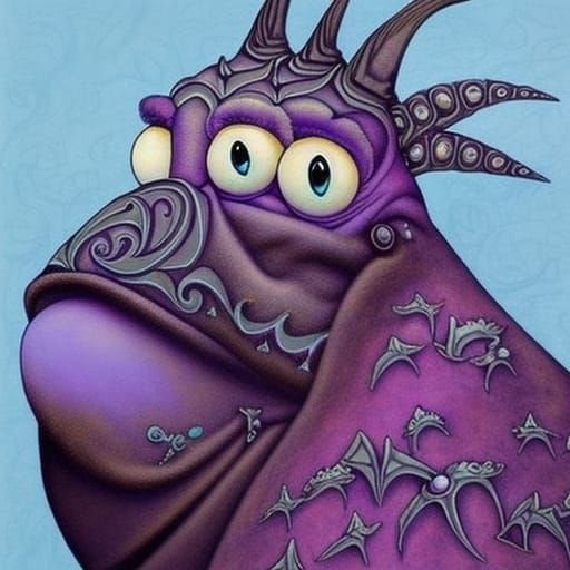 Three Eyed monster : Mystical Creature : Purple