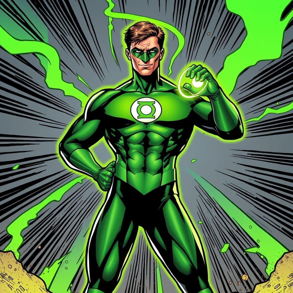 Green Lantern in Dynamic Comic Book Style