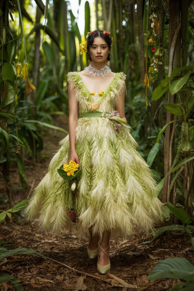Glamorous Flora in Vintage Haute Couture Dress