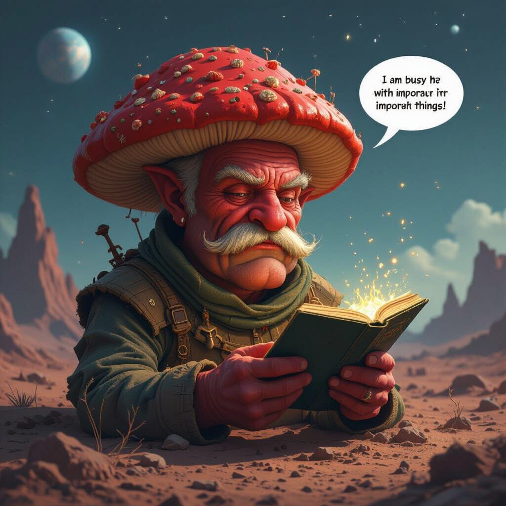 Fungus Man on Desolate Planet in Dynamic Lighting