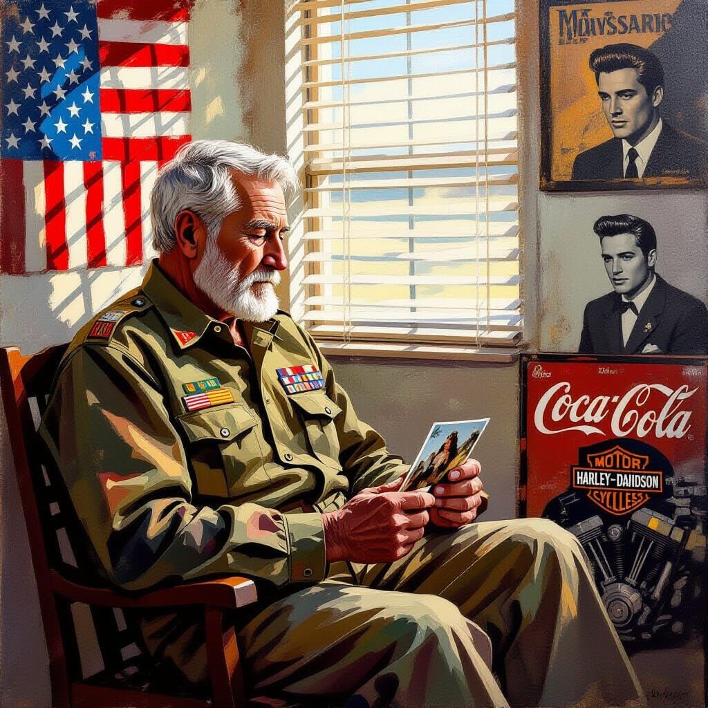 WWII Veteran's Nostalgic Memories in Expressionist Style