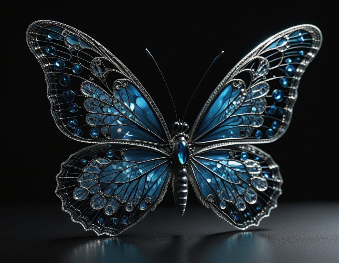 Crystal Blue Butterfly Art