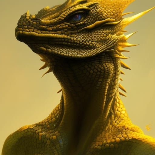 Reptilian Human Hybrid Portrait in Detailed Concept Art