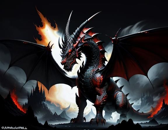 Fiery Dragon in Dynamic Fantasy Art Style