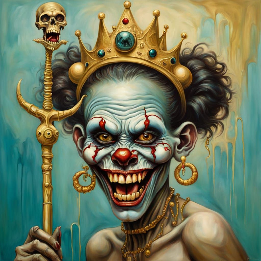 Surrealist African Princess of the Damned in a Golden Skull ...