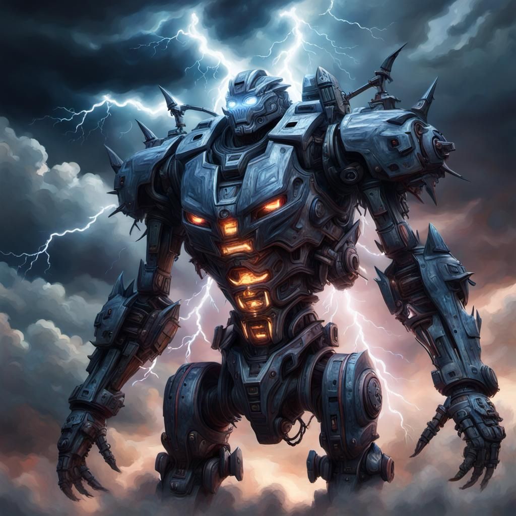 Epic Gothic Mech in Impressionist Style