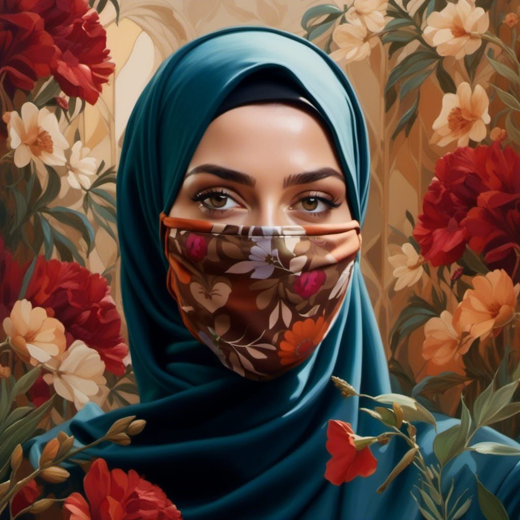 Scarlett Johansson as Hijabi Oil Painting